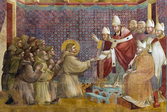 GIOTTO FRESCO DEPICTS RULE OF ST. FRANCIS BEING APPROVED BY POPE INNOCENT III